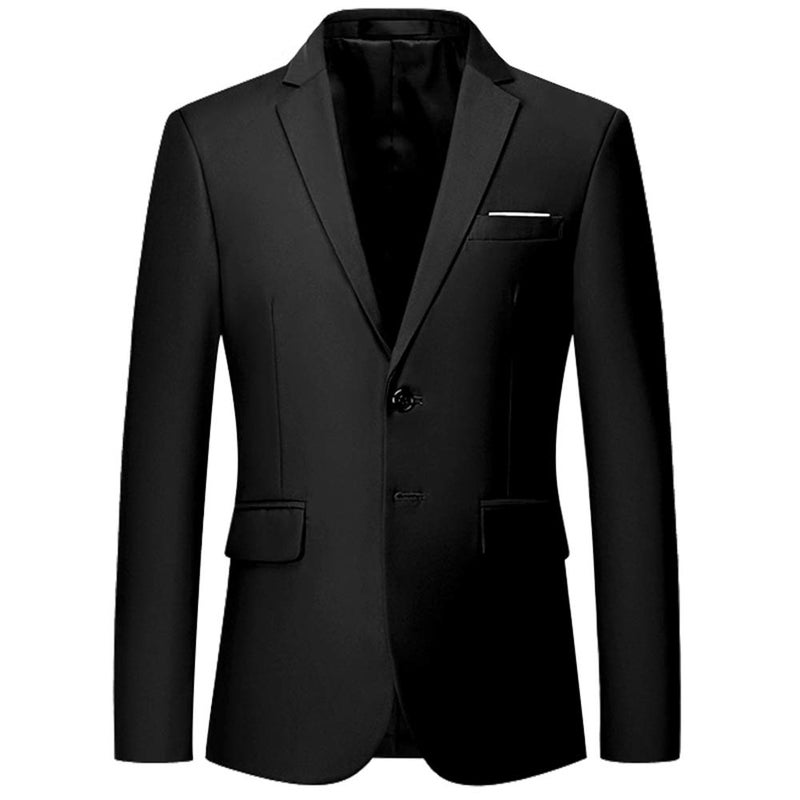 YFFUSHI Mens Slim Fit Blazer 2 Button Lightweight Sport Coat Jacket for Wedding Prom Party Dinner Black - Image 1